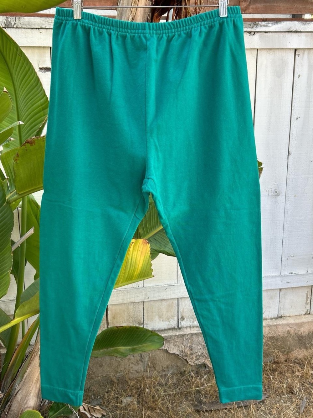 Vintage 80s Cheetah Mervyns Teal Leggings USA XL